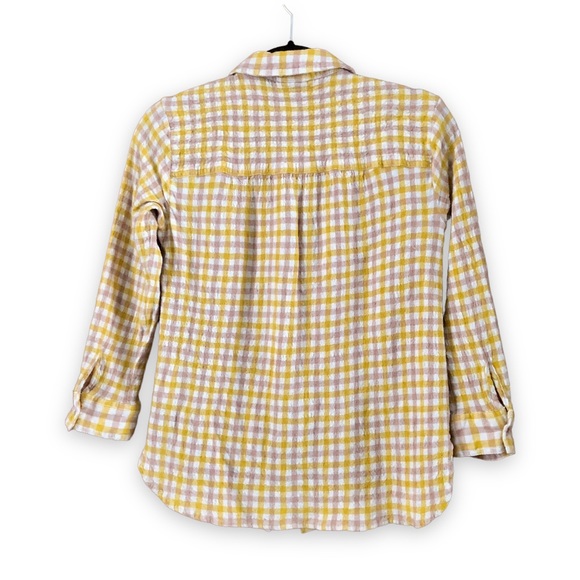 Anthropologie Pilcro Yellow Plaid Wool Blend Flannel Button Up Shirt - Picture 2 of 5